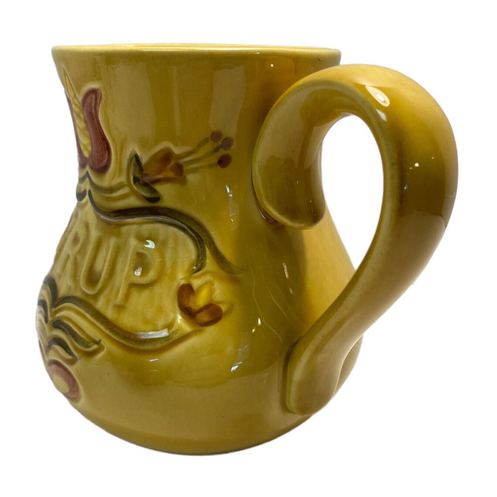 Vintage 70's Los Angeles Pottery Ceramic Golden Yellow Harvest Syrup Pitcher